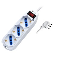 Multipresa 3 Posti Italiana Bipasso / Schuko con spina 10A - TECHLY - IUPS-PCP-3SP10