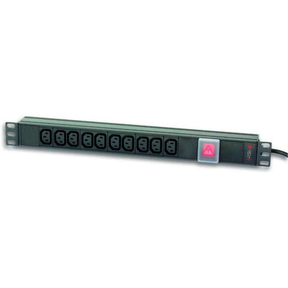 Rack 19" PDU 10 VDE outputs with C14 plug and Switch   - TECHLY PROFESSIONAL - I-CASE STRIP-10C