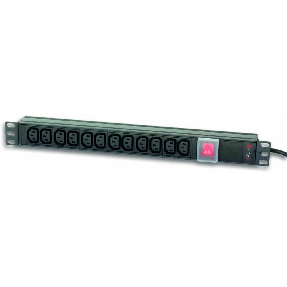 Rack 19" PDU 12 VDE outputs with C20 plug and Switch - TECHLY PROFESSIONAL - I-CASE STRIP-12C-1