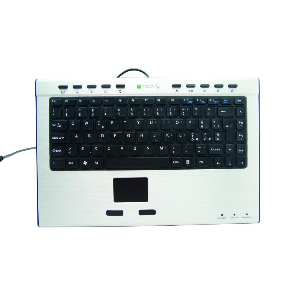Slim Mini Keyboard with Touchpad Aluminium - TECHLY - IDATA KB-218T-1
