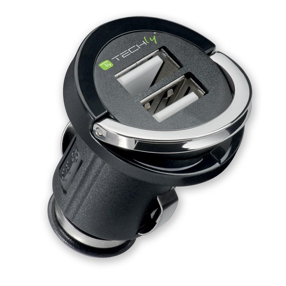 Compact 2p USB 2100mAh Adapter for Car Cigarette Lighter Socket - TECHLY - IUSB2-CAR-ADP212
