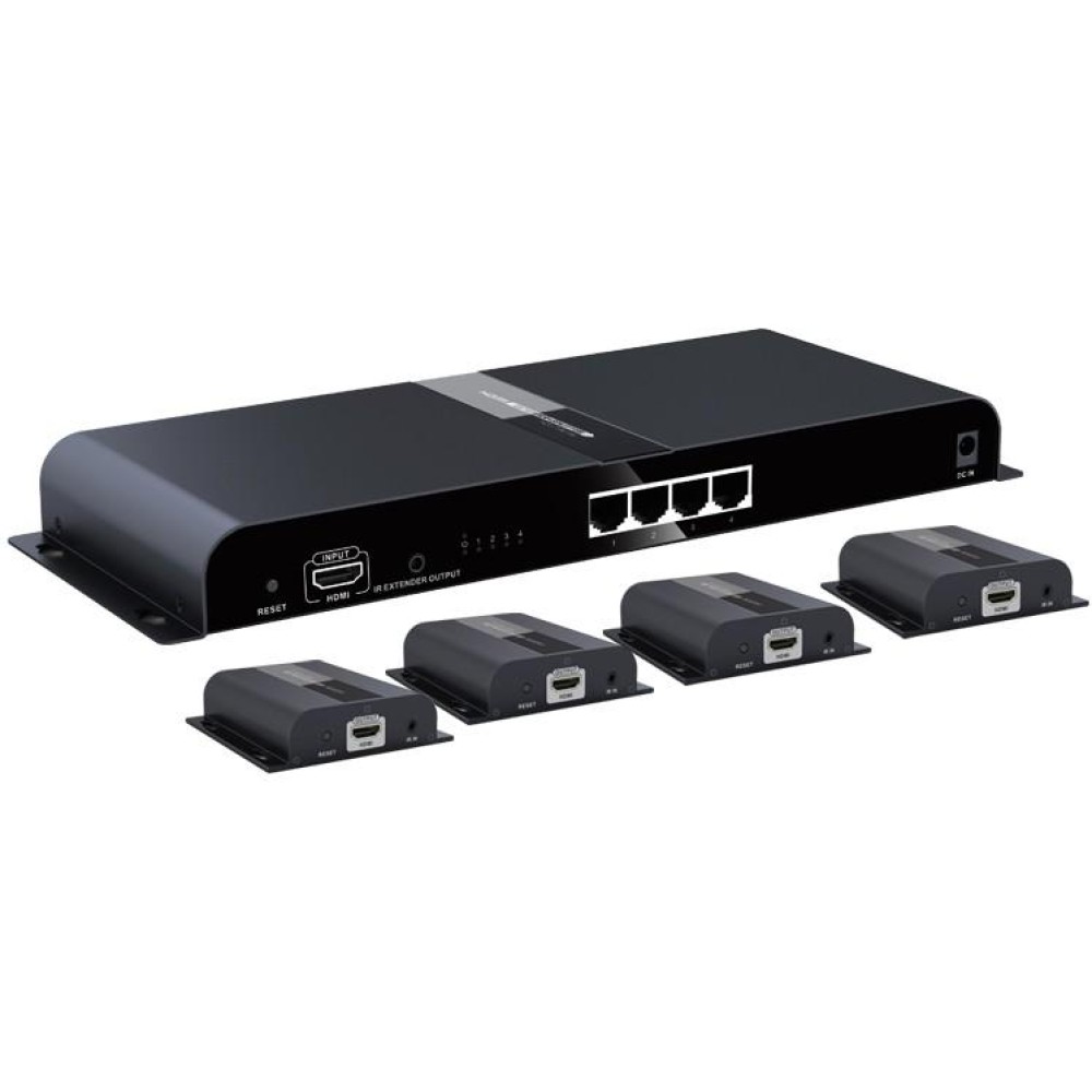 HDMI Splitter 4 way Extender with IR on cable CAT6/6a/7 up to 120m - TECHLY - IDATA EXTIP-314-1