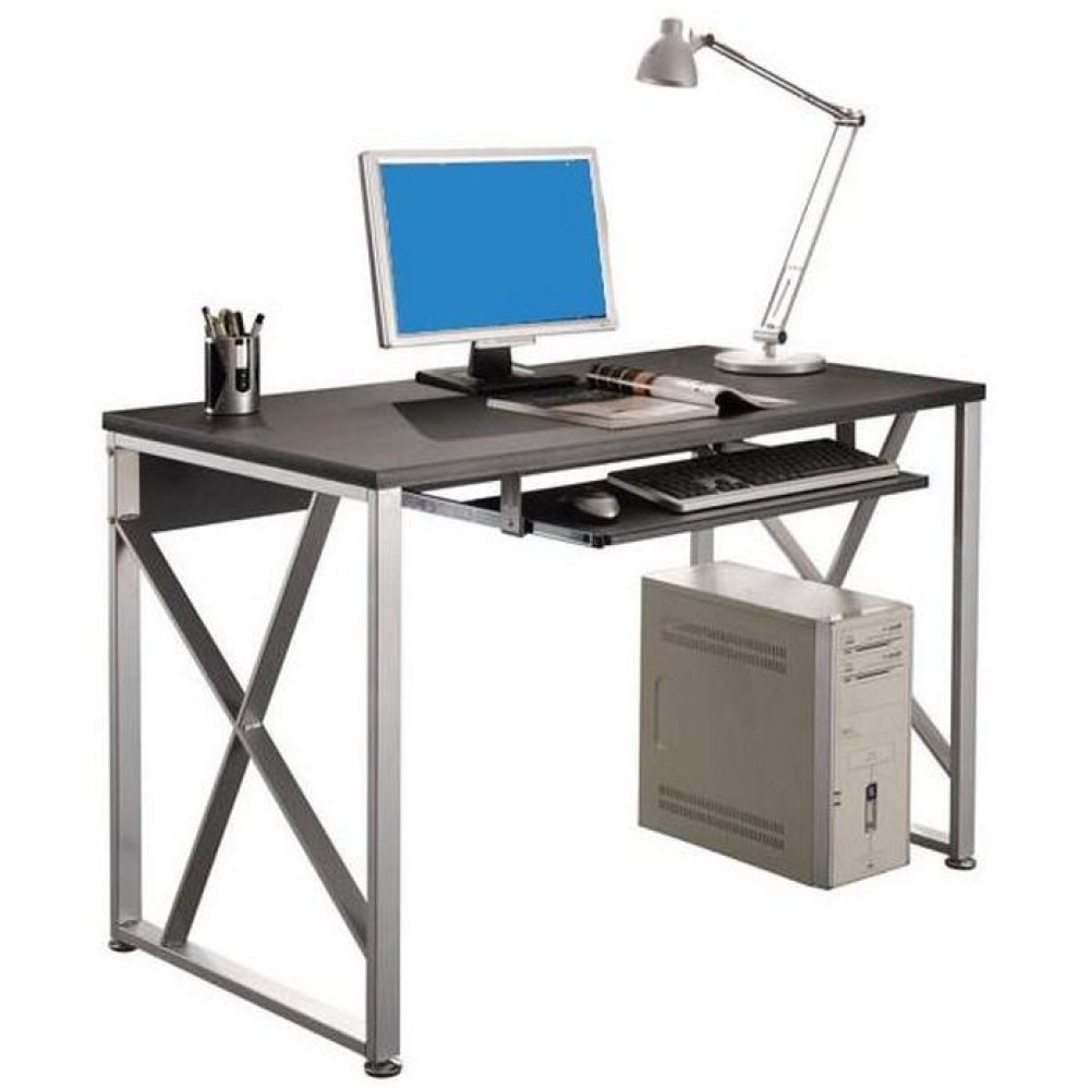 PC Desk with Pullout Drawer, Graphite Black - TECHLY - ICA-TB 349