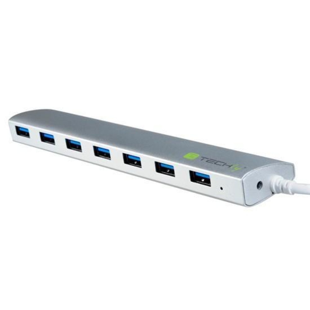 Hub USB 3.1 type C Gen1 SuperSpeed 7 Ports with Power Supply, Aluminum - TECHLY - IUSB31C-HUB7TLY-1
