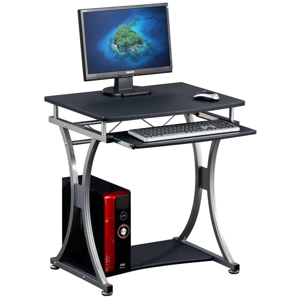 Compact Desk for PC with Removable Tray, Black Graphite - TECHLY - ICA-TB 328BK-1