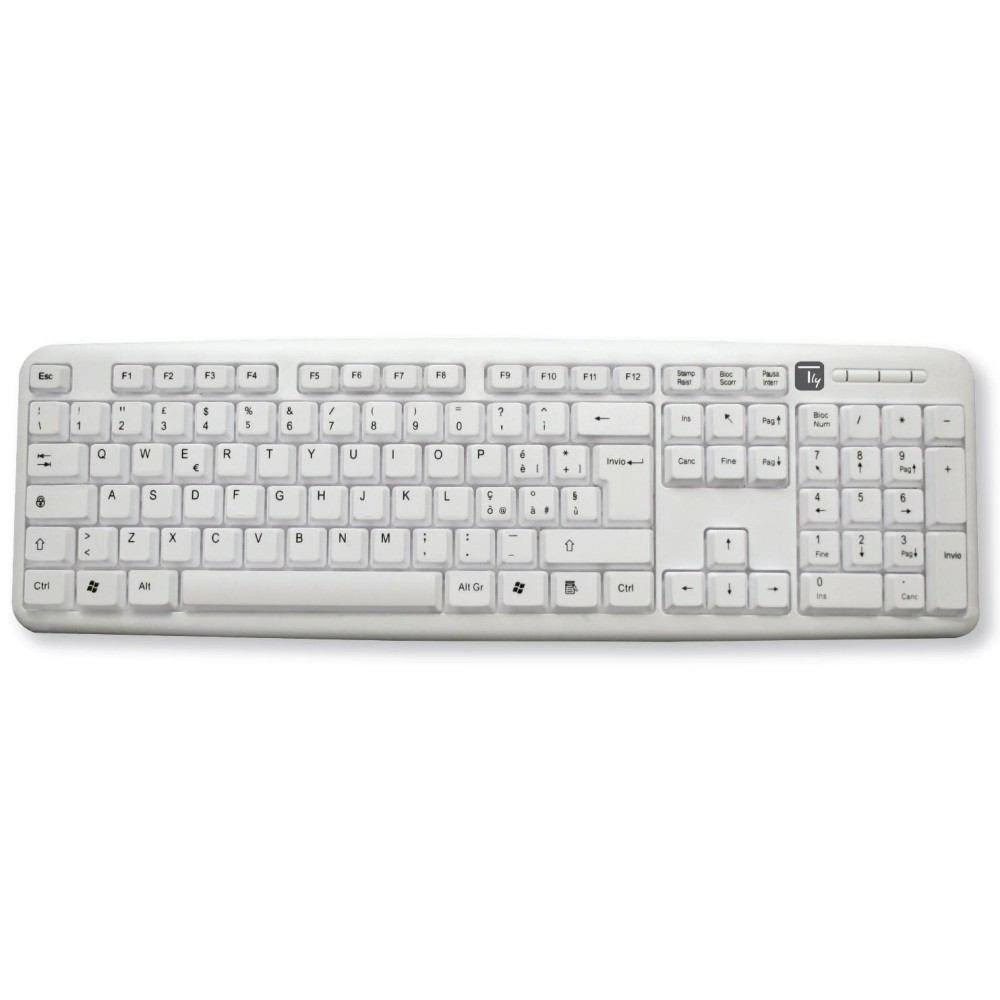 Keyboard Standard 105 Keys PS2, White - TECHLY - IDATA 955-WHITE-1