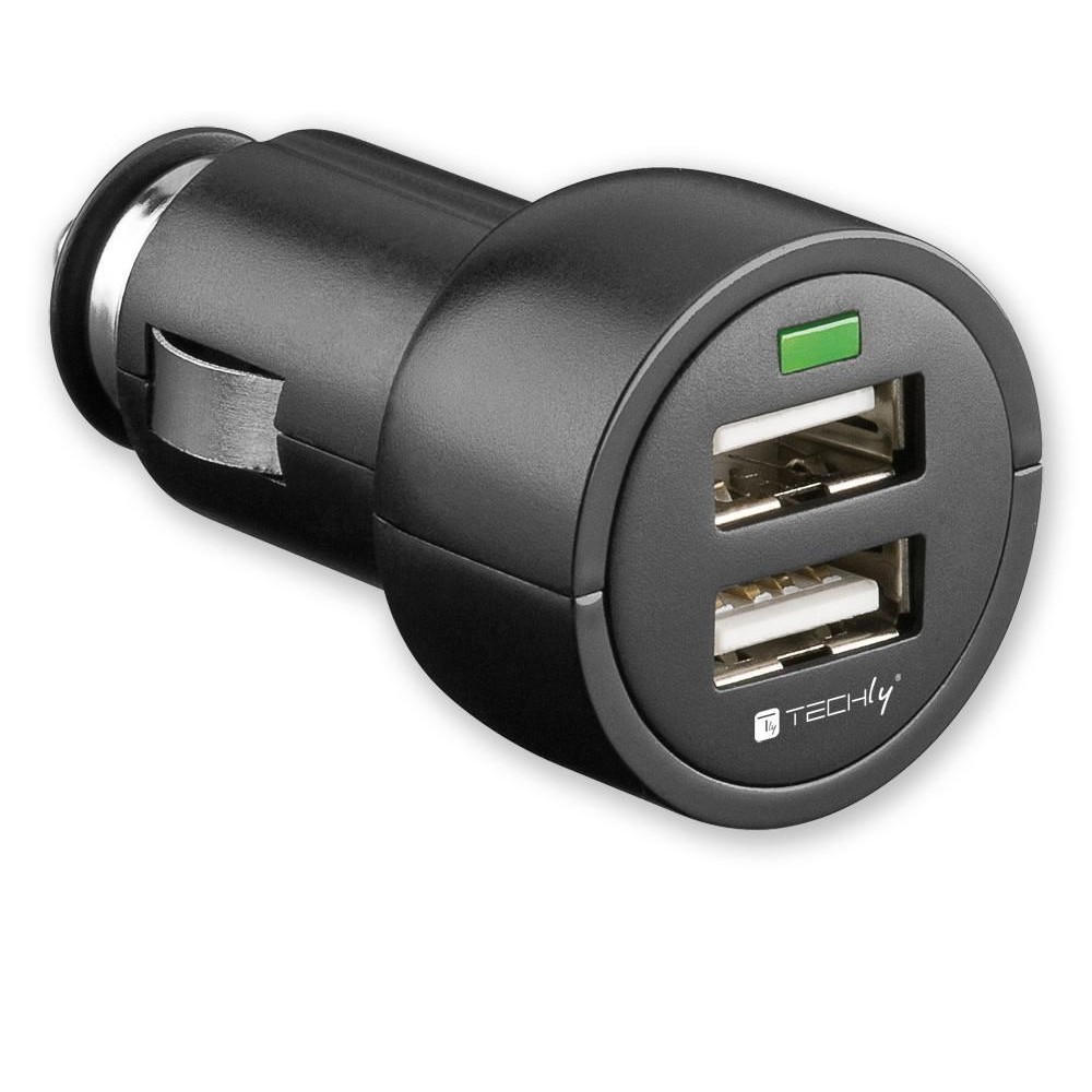 Adapter 2p USB 3100 mAh for Car Cigarette Lighter Socket - TECHLY - IUSB2-CAR-ADP312-1