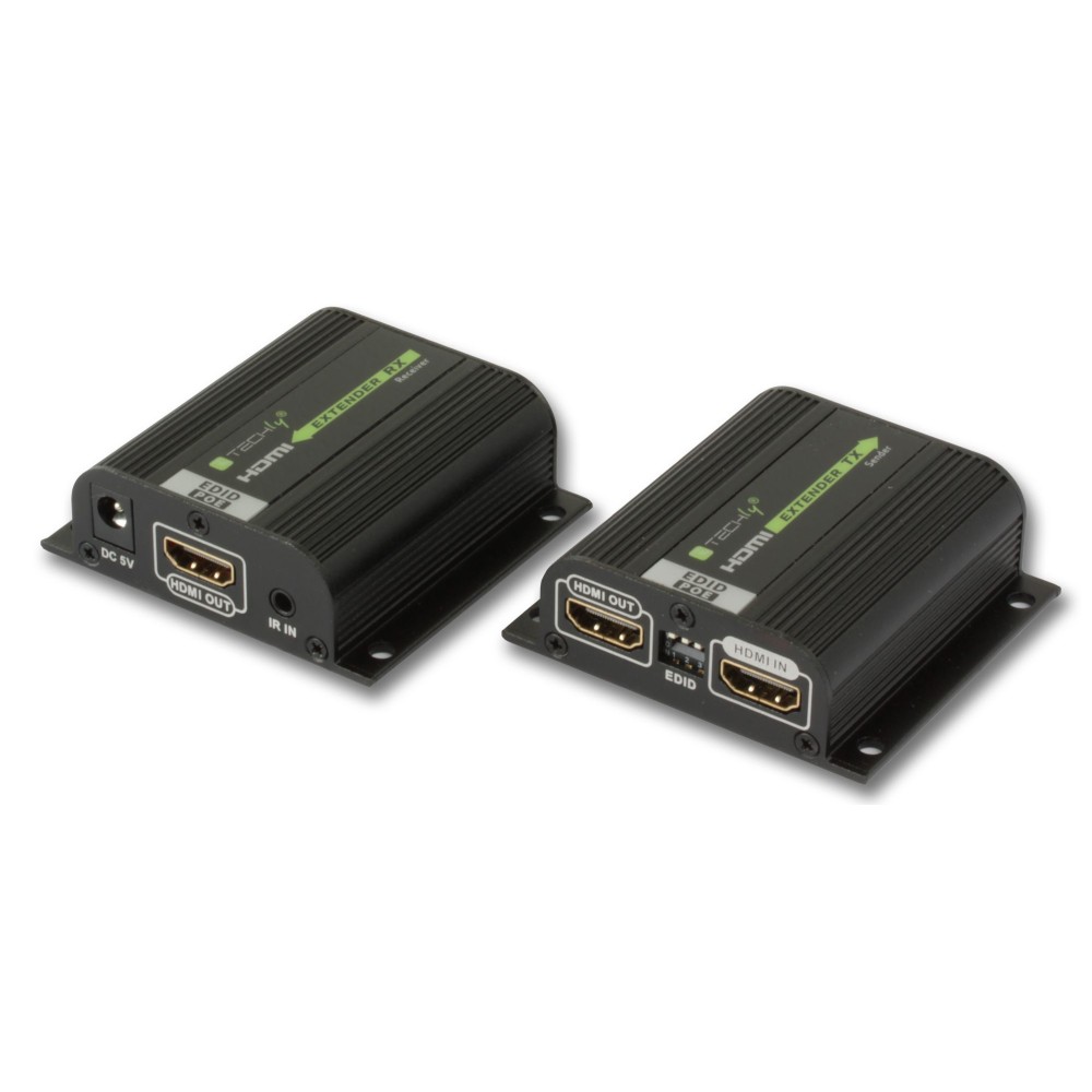 Amplifier Extender HDMI Full HD 3D POE on Cat.6/6A/7 40m cable with EDID and IR - TECHLY - IDATA EXT-E70POED-1