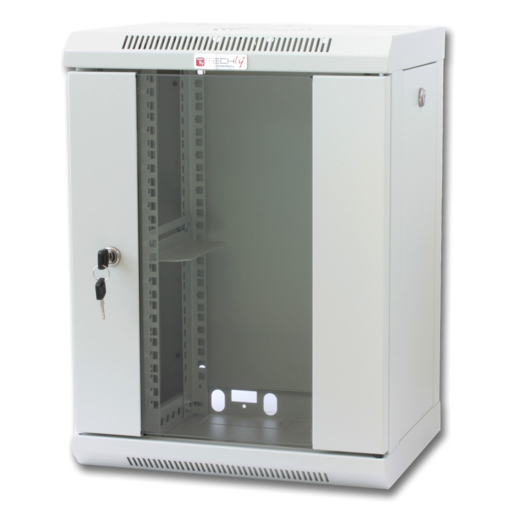 Wall Rack Cabinet 10" 9 unit with removable panels Grey  - Techly Professional - I-CASE EM-1009GPTY