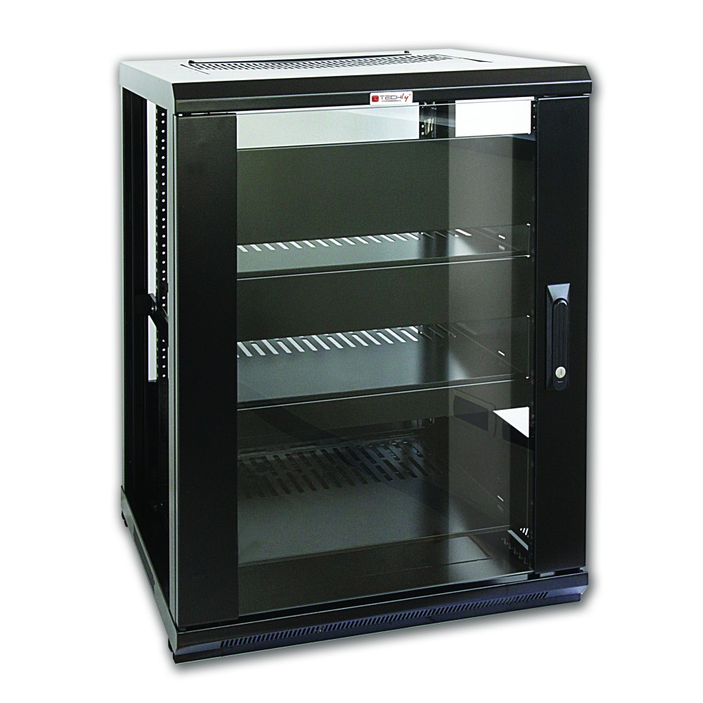 Audio Video Rack Cabinet 19" 15U 600x600 Black - TECHLY PROFESSIONAL - I-CASE AV-2115BKTY