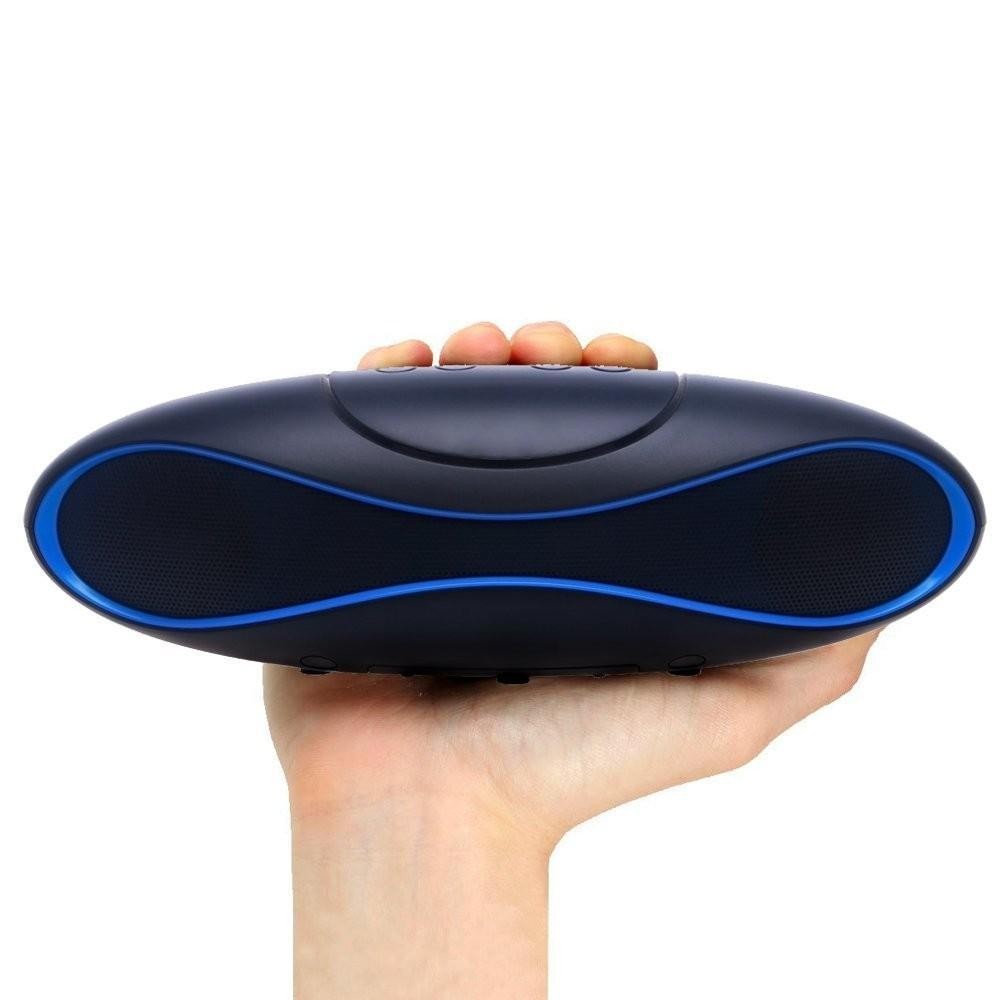 Portable Bluetooth Wireless Rugby Speaker MicroSD/TF Black/Blue - Techly - ICASBL04