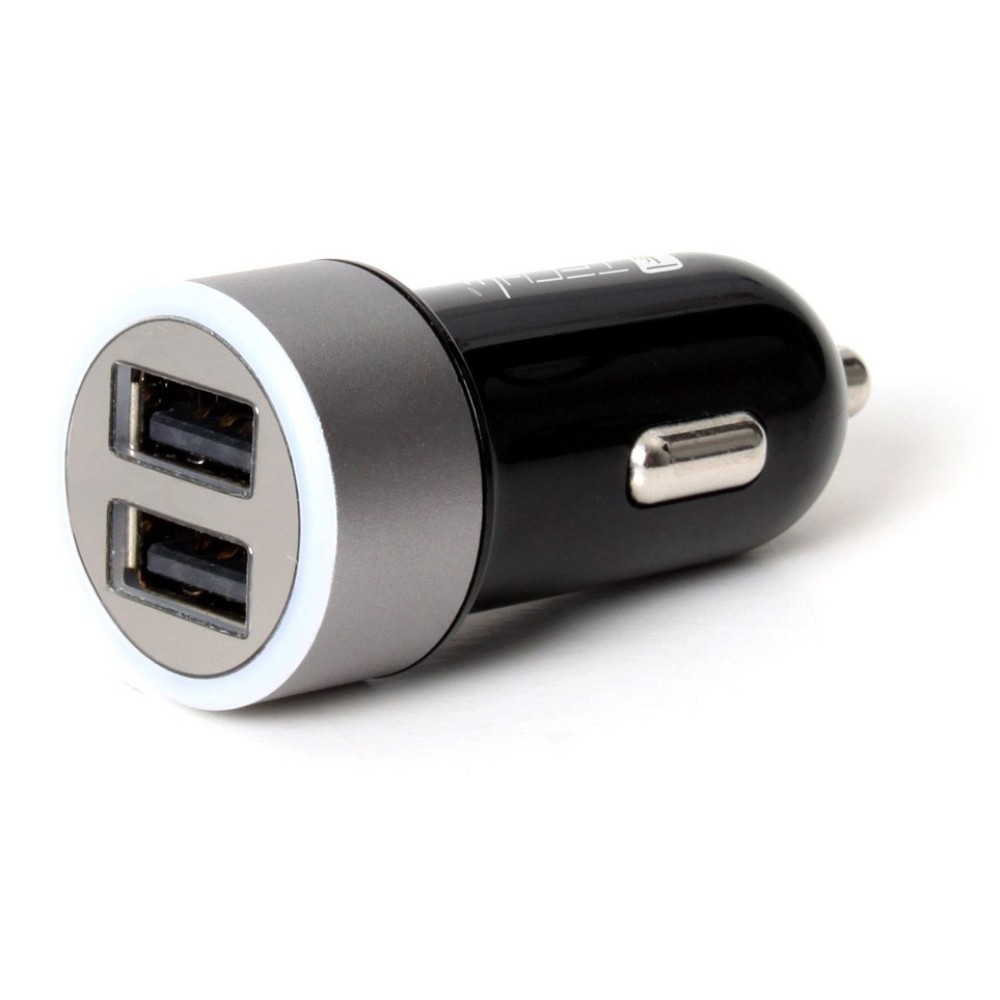 Car Charger 2p USB 5V with 4.8A output Black - Techly - IUSB2-CAR-ADP482-1
