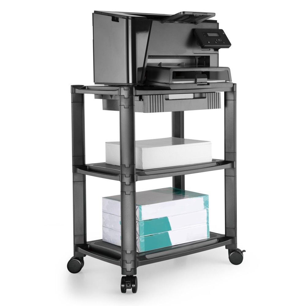 Height-Adjustable Smart Cart with Three-Shelves and Drawer - TECHLY NP - ICA-MS 405-1