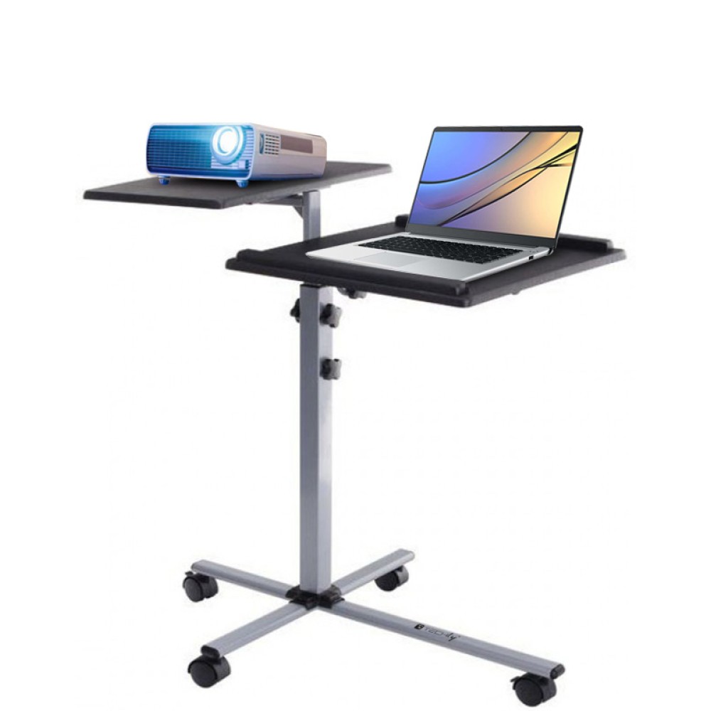 Height-Adjustable Two-Shelf Laptop and Projector Trolley - Techly - ICA-TB TPM-2-1