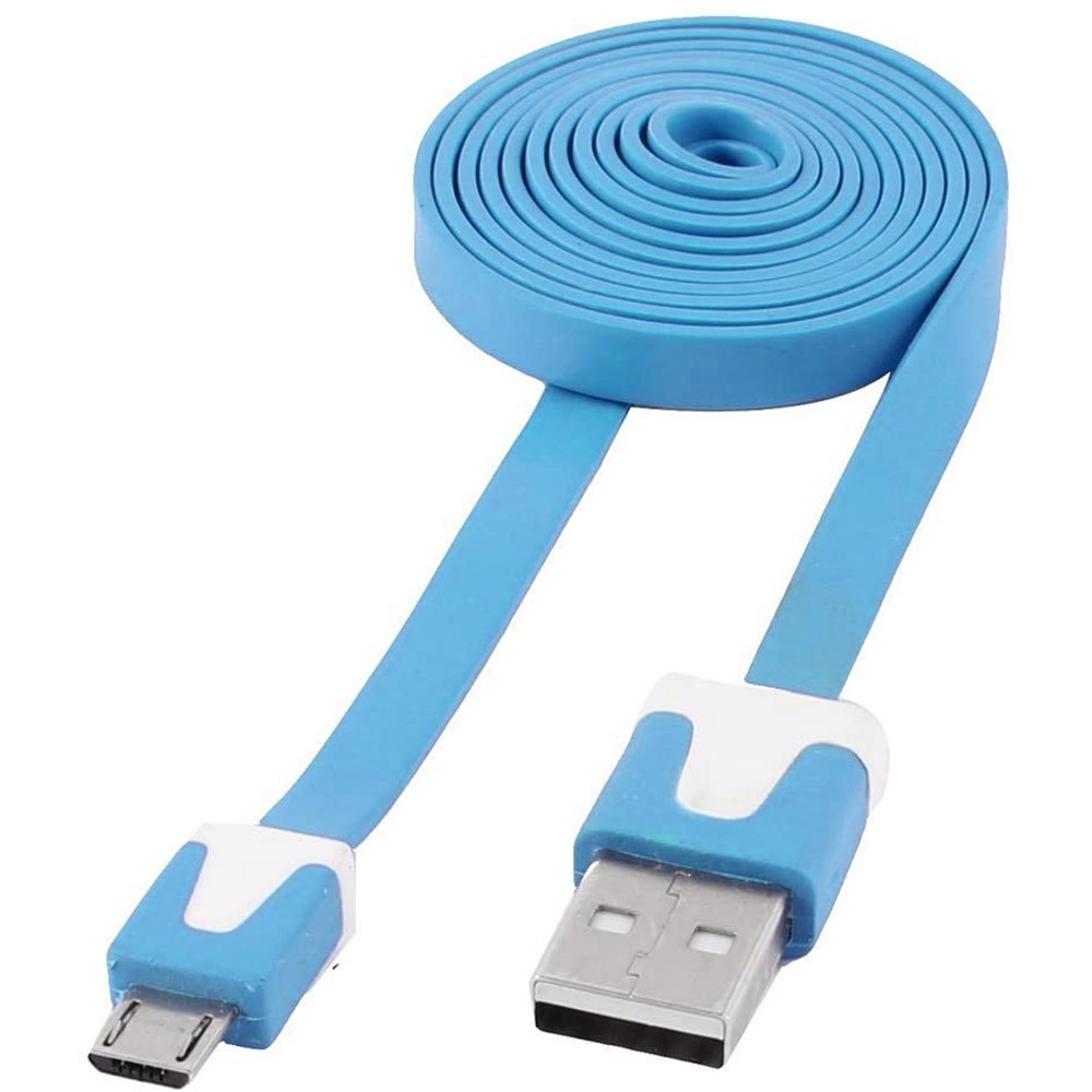 Flat Cable USB AM to Micro USB M Blue 1 m - TECHLY - ICOC MUSB-A-FLBL