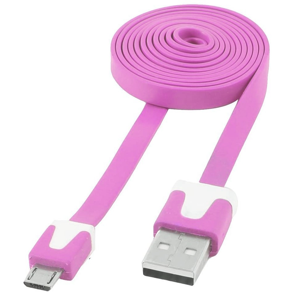 Flat Cable USB AM to Micro USB M Pink 1 m - Techly - ICOC MUSB-A-FLR-1