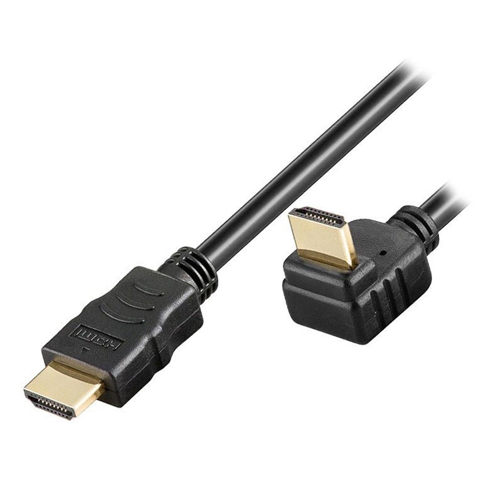 1m High Speed HDMI Cable with Ethernet A/A M/M Angled Black - TECHLY - ICOC HDMI-LE-010-1