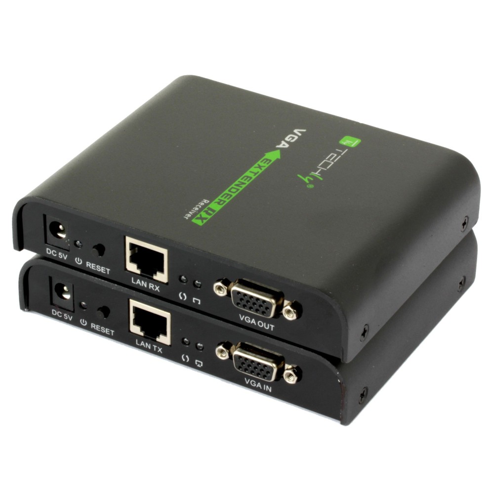 VGA Extender with Audio by Cat.5/5e/6 cable up to 120m - TECHLY - IDATA EXTIP-373V-1
