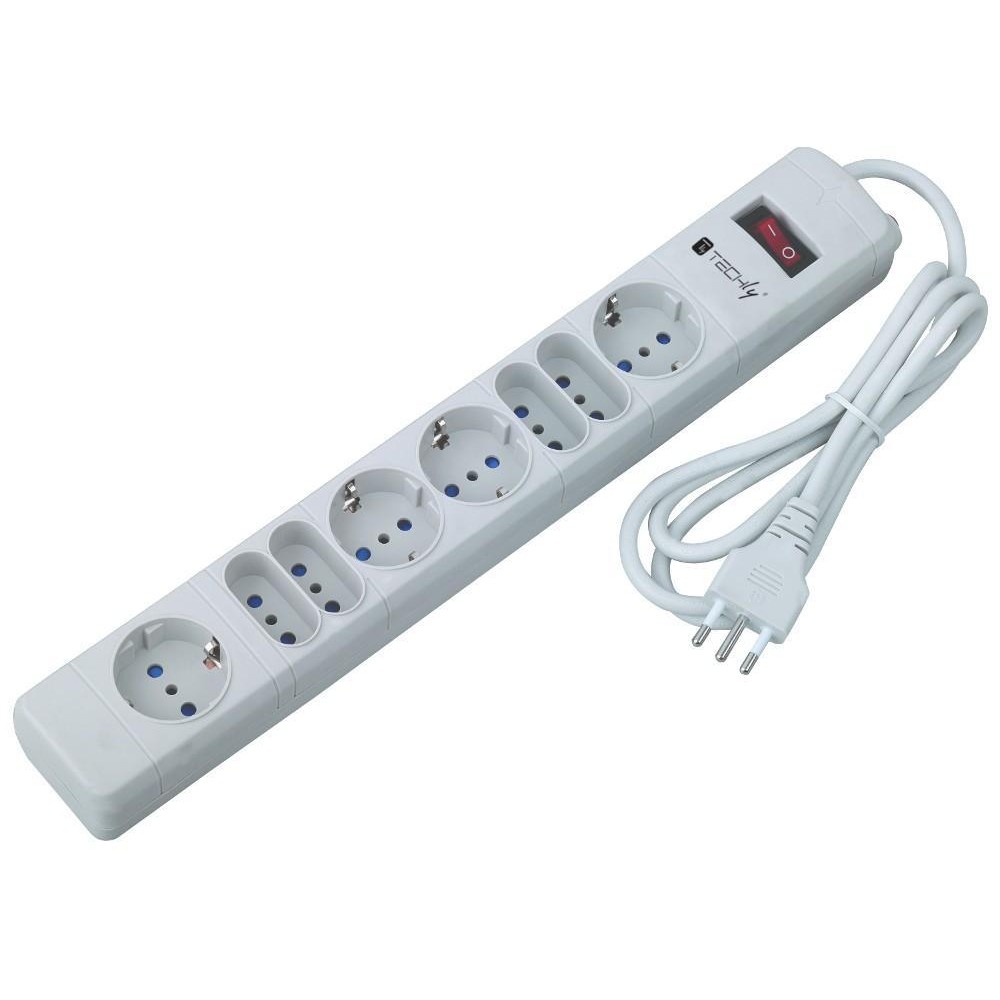 Power Strip 8 Angled Outlets Grey - TECHLY - IUPS-PCP-8GY
