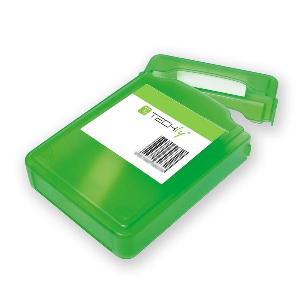 Box Protection for 1 HDD 3.5" Transparent Green - TECHLY - ICA-HD 35GR-1