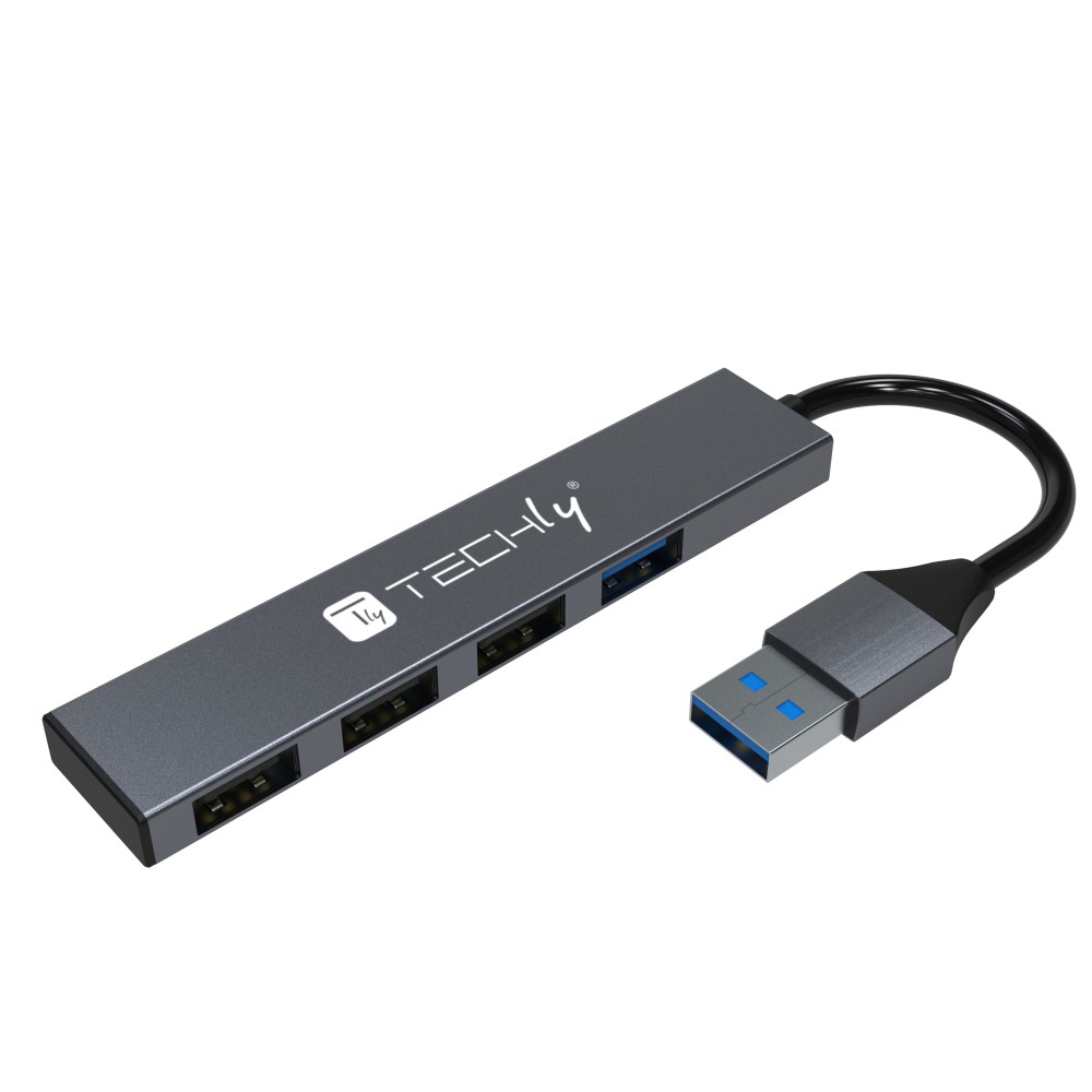 USB-A 3.2 Hub 4-Port USB-A Slim Metal  - TECHLY - IUSB32-HUB4A-3U2SL-1
