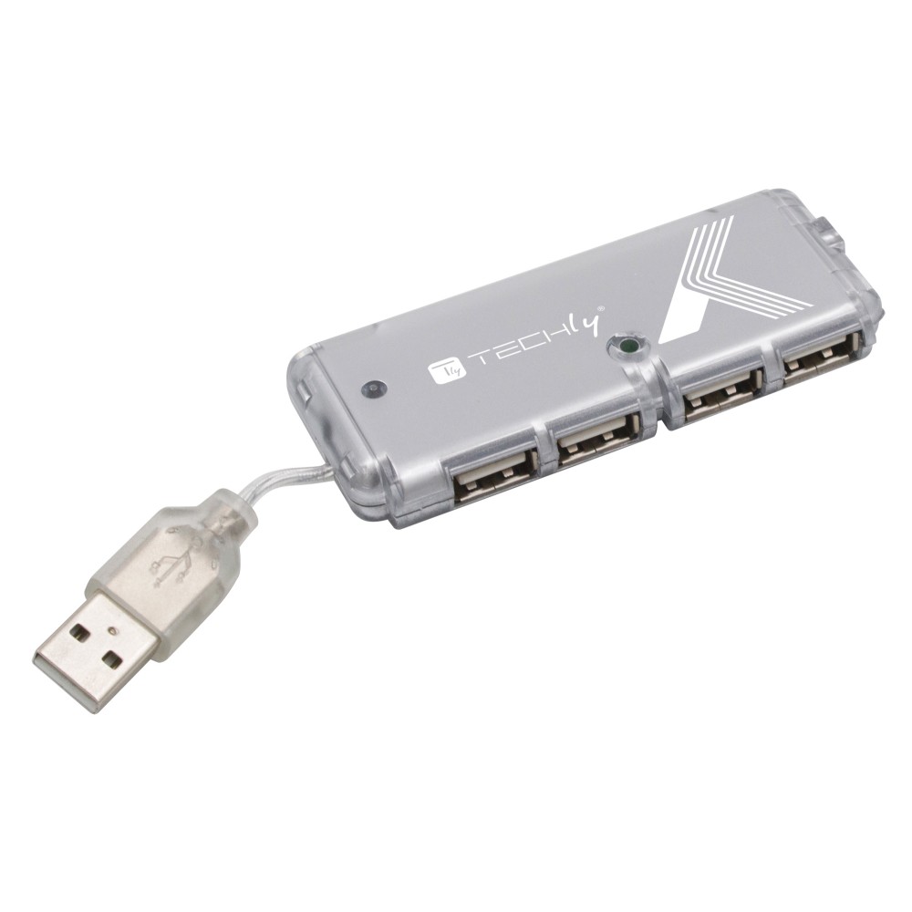 Pocket USB Hub 4 ports Silver - TECHLY - IUSB2-HUB599TY-1