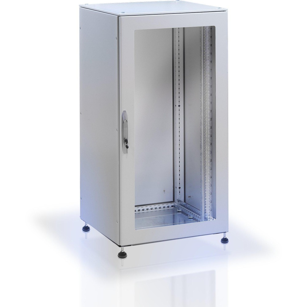 IP55 Floor cabinet 19" 42U Grey with glass door - Techly Professional - I-CASE IP-4260GV-1