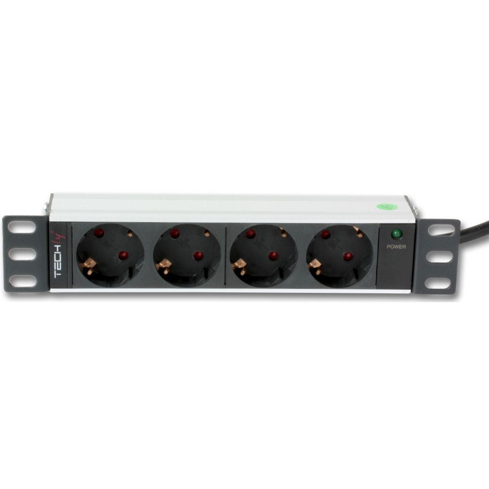 PDU with 4 Schuko outlets for 10" Rack Cabinet  - TECHLY PROFESSIONAL - I-CASE M10-4D-1