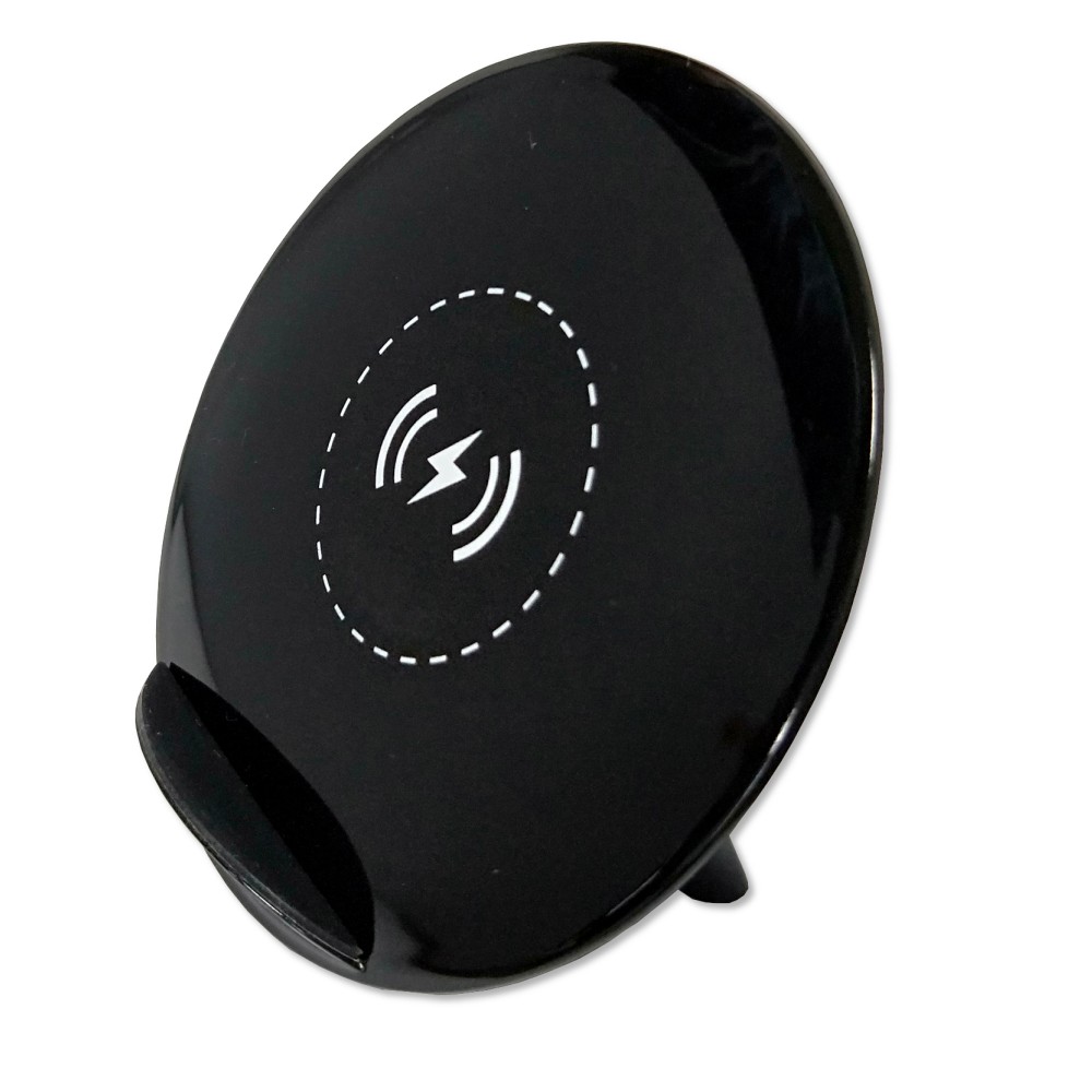 Wireless Fast Qi Stand Charger 5W with UV Coating Black - Techly - I-CHARGE-WRKUV-5W-1