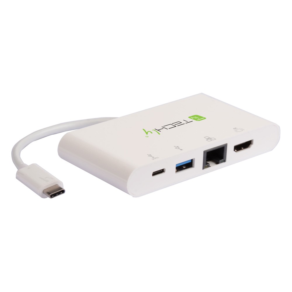 USB 3.1 type-C adapter to USB3.0 with HDMI, RJ45, type C connections - TECHLY - IADAP USB31-DOCK1-1