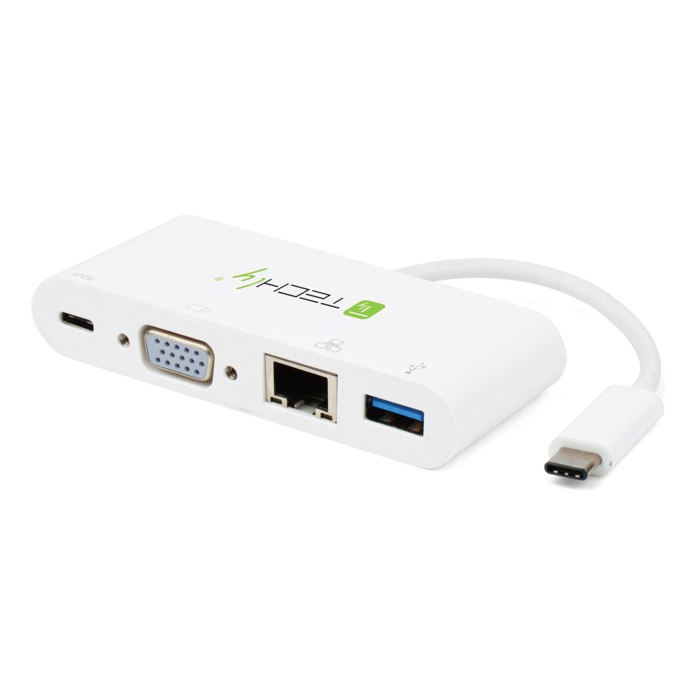 USB 3.1 Type-C adapter to USB3.0, with VGA, RJ45, Type-C connections - TECHLY - IADAP USB31-DOCK2-1