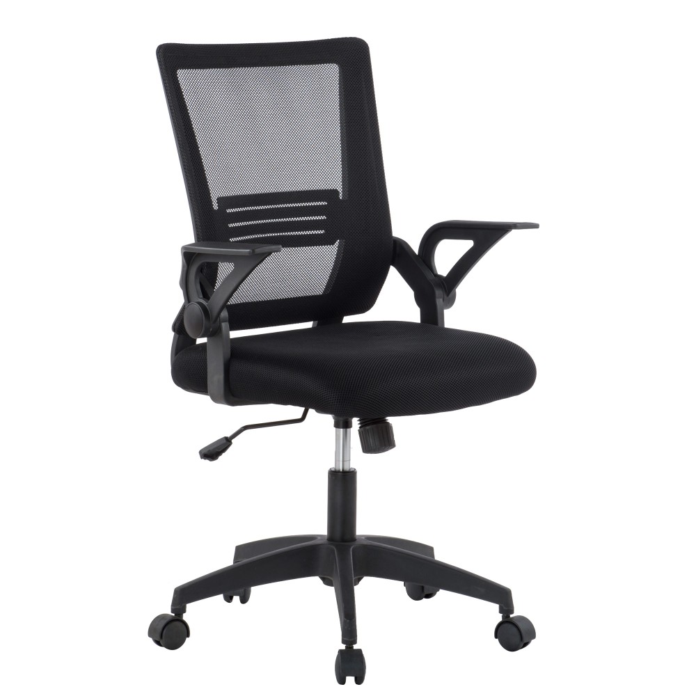 Black Office chair with padded seat and net fabric back - TECHLY - ICA-CT MC003BK