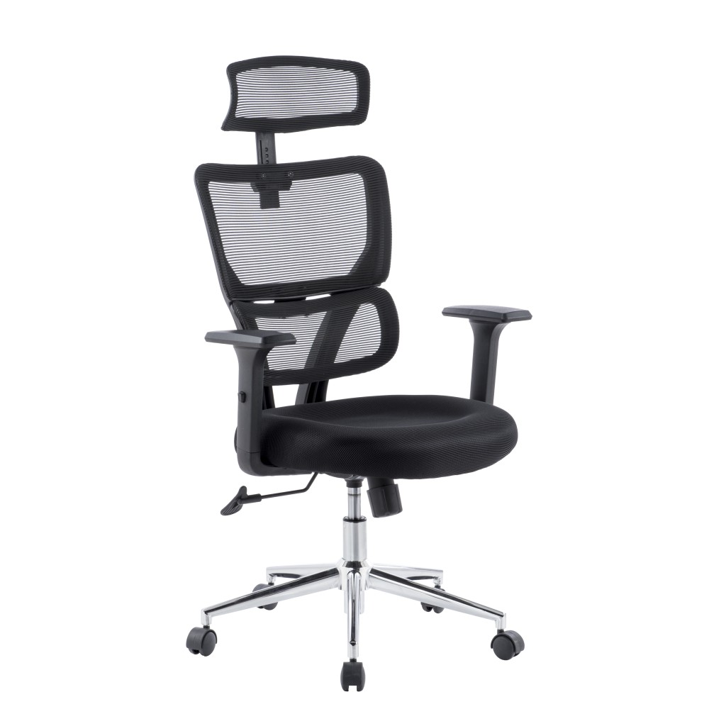 Office Chair with Two Sections High Backrest and Chromed Base Black  - TECHLY - ICA-CT MC023