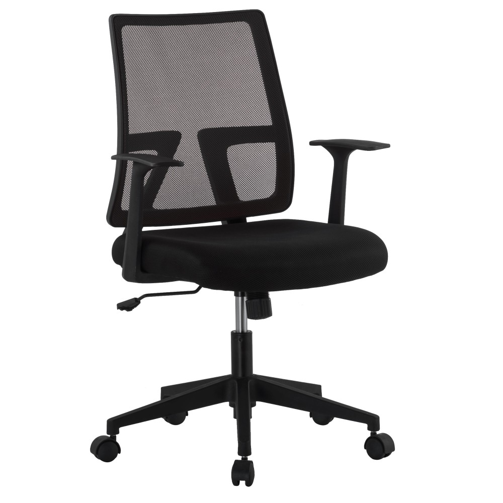 Office chair with padded seat and net fabric back - TECHLY - ICA-CT MC085BK