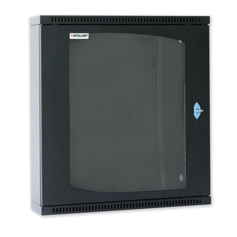 19" Flat Wall Rack Cabinet d.30cm 12 units single section Black - TECHLY PROFESSIONAL - I-CASE EC-1230BK-1