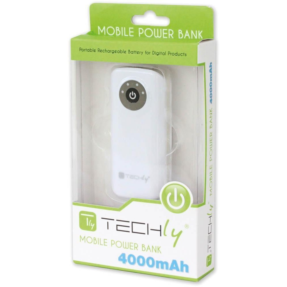 USB Battery Charger Power Bank for Tablet Smartphone 4000 mAh - TECHLY - I-CHARGE-4000TY