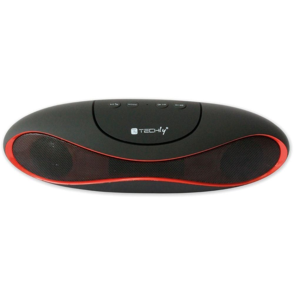 Portable Bluetooth Wireless Rugby Speaker MicroSD/TF Black/Red - Techly - ICASBL01-1