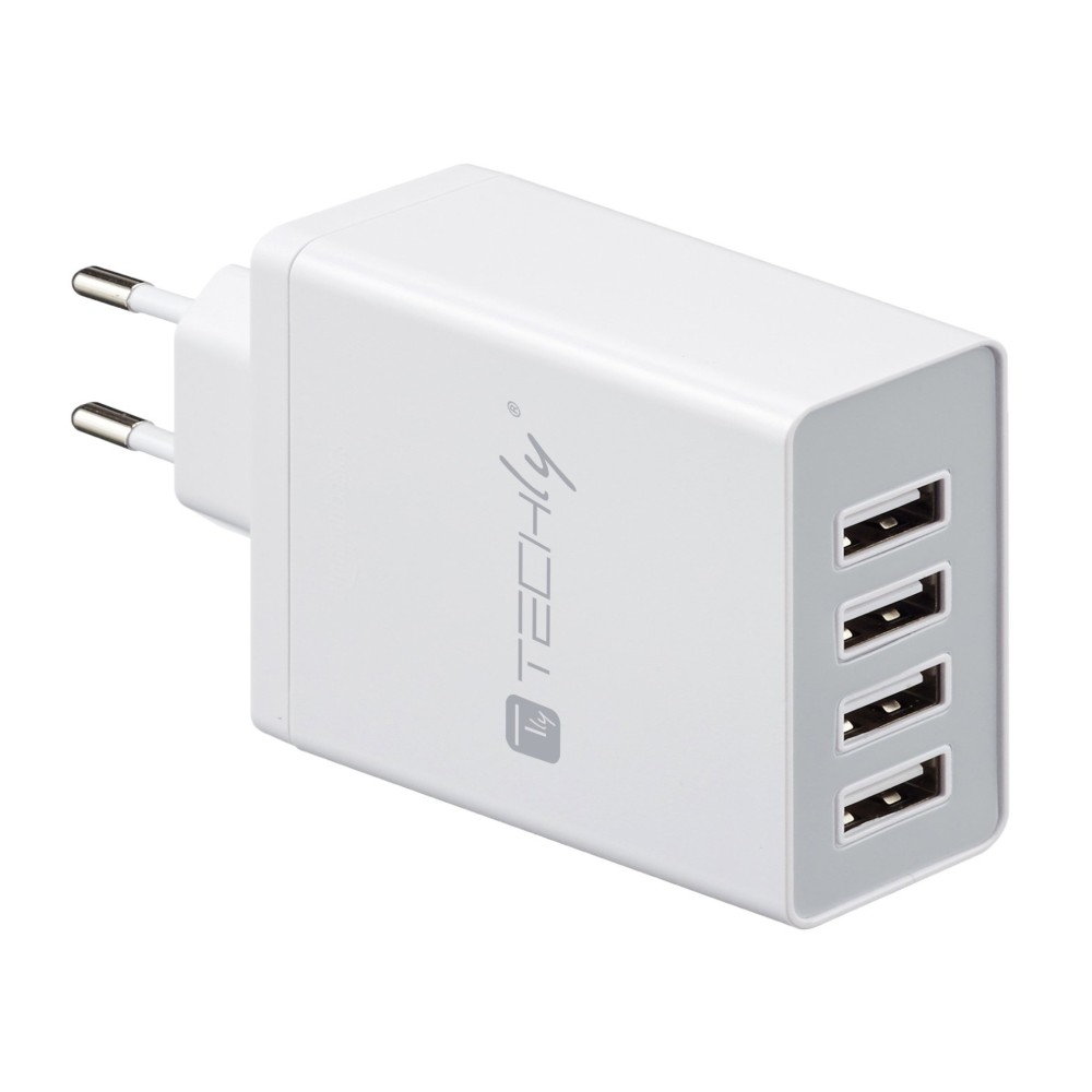 4 USB power charger, 8200 mA, White - TECHLY - IPW-USB-4P82