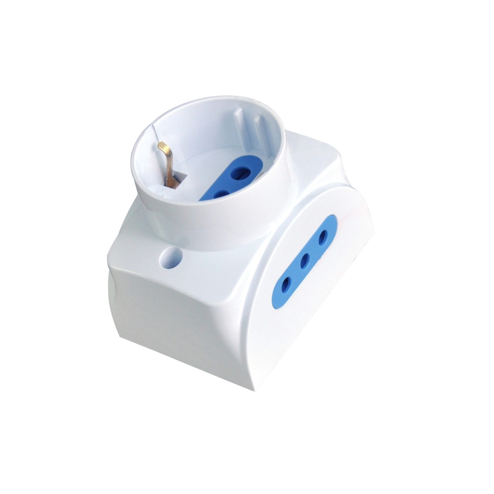 Wall socket with 2 2P+T and 1 Schuko 16A white - TECHLY - IUPS-PCP-1S2I10A-1