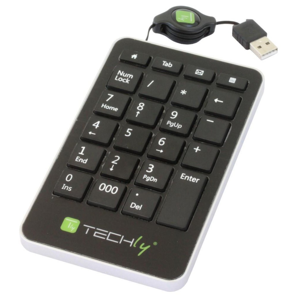 Slim USB Numeric Keypad 23 Keys Black - TECHLY - IDATA KP-7TY-1