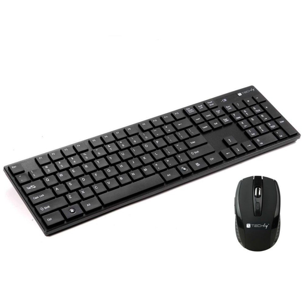 Kit Standard Keyboard and Mouse Wireless 2.4GHz Black - TECHLY - ICTWC001-1