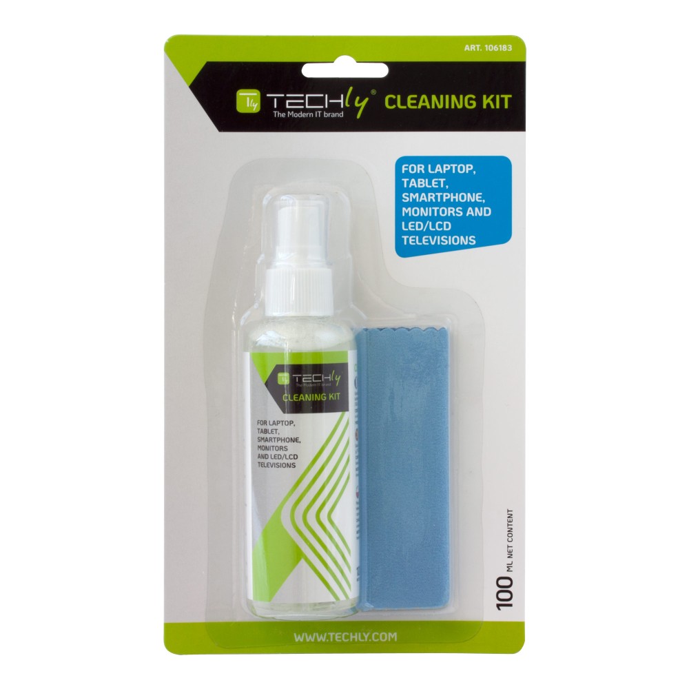 Cleaning kit for Monitor 100ml with Microfiber Cloth  - TECHLY - IAS-LCD100TY-1