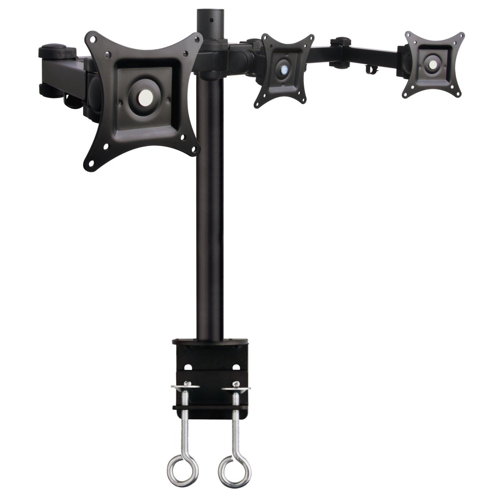 TRIPLE LCD LED TFT MONITOR DESK STAND MOUNT CLAMP FULLY ADJUSTABLE HEAVY DUTY 3 SCREENS 13-24 