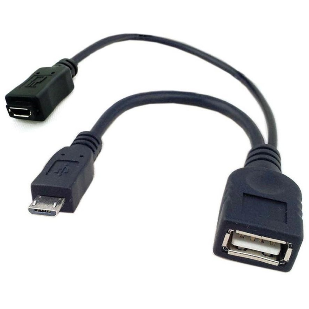 USB 2.0 Cable A F to Micro USB OTG M / F. 30cm Black - Techly - ICOC MUSB-MC1