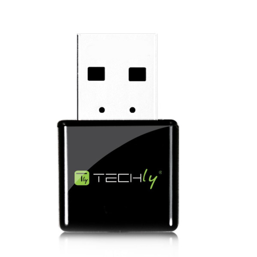 Mini USB WiFi Adapter 2.4Ghz 300Mbps with WPS Button - TECHLY - I-WL-USB-300TY