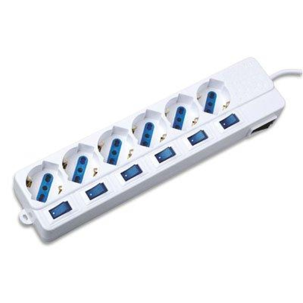 Power Strip 6 Plugs with Switch - TECHLY - IUPS-PCP-6I-1