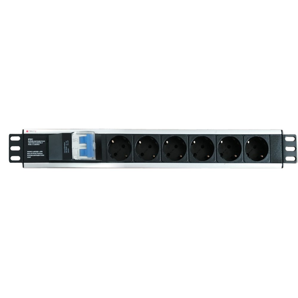 Rack 19" PDU 6 Outlets Schuko with circuit breaker  - TECHLY PROFESSIONAL - I-CASE STRIP-16SH