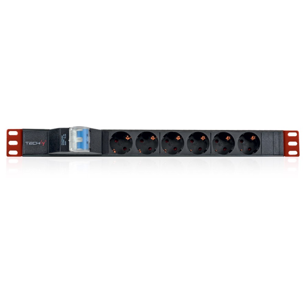Rack 19" PDU 6 Outlets Schuko with circuit breaker 1HE - TECHLY PROFESSIONAL - I-CASE STRIP-61UD