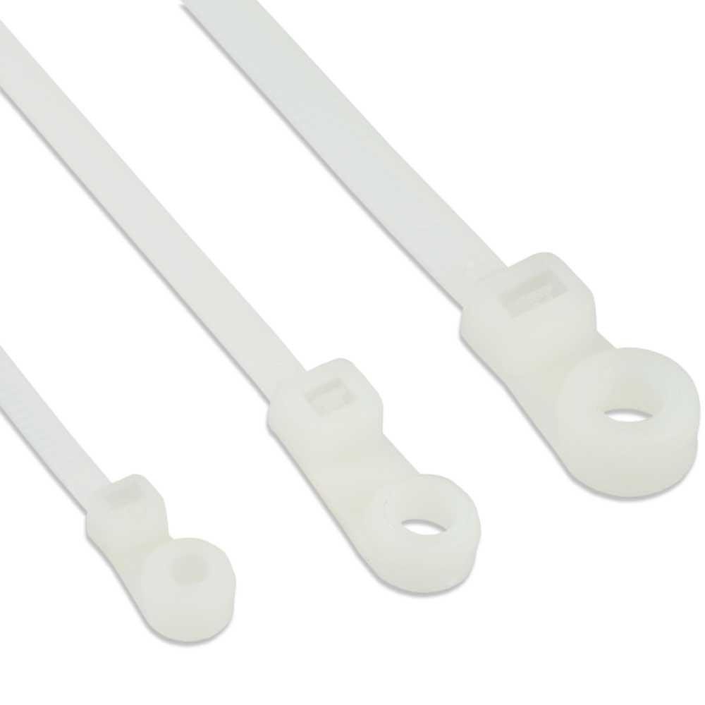 Cable Ties Clip 300x4,8mm with Eyelet Nylon 100pz White - TECHLY - ISWTH-30048-1