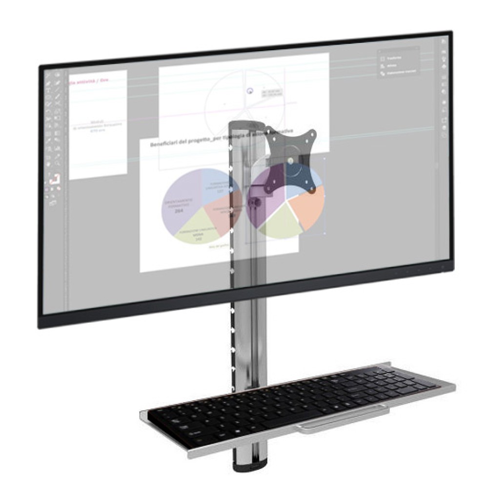 Wall-mounted workstation with monitor support and keyboard shelf - TECHLY - ICA-PLW 01